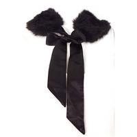 River Island Black Faux Fur Ribbon Tie Collar