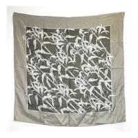 richard allan vintage grey pine leaf stem silk scarf with rolled edges