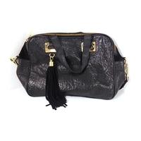 River Island Real Leather Black Across Body/Shoulder Bag with Suede Tassel Bag Charm