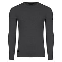 ricardo ripple stitch crew neck jumper in charcoal dissident