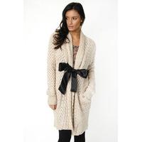 Ribbon Bow Front Knit Cardigan