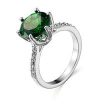 Ring Emerald Zircon Cubic Zirconia Steel White Green Blue Jewelry Daily 1pc