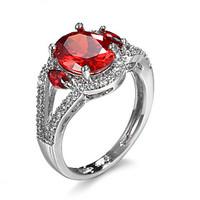 Ring AAA Cubic Zirconia Zircon Cubic Zirconia Alloy Simple Style Fashion Red Green Jewelry Casual 1pc