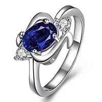 Ring AAA Cubic Zirconia Zircon Cubic Zirconia Copper Silver Plated Glass Fashion Blue Golden Jewelry Daily Casual 1pc