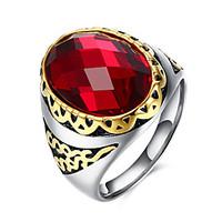 Ring Gemstone Stainless Steel Titanium Steel Glass Fashion Red Jewelry Daily Casual 1pc