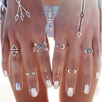 Ring Wedding / Daily / Casual / Sports Jewelry Alloy / Silver Plated Women / Men Midi Rings / Band Rings 1set, One Size Silver