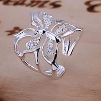 Ring Wedding Daily Jewelry Crystal Women Engagement Ring 1pc, Adjustable Silver