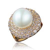 Ring Pearl Gold Plated 18K gold Gold White Jewelry Wedding Party Daily Casual 1pc
