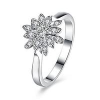 Ring AAA Cubic ZirconiaBasic Circular Unique Design Flower Style Rhinestone Heart Geometric Friendship Turkish Gothic Cute Style