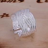 Ring Wedding / Party / Daily / Casual Jewelry Silver Plated Women Statement Rings 1pc, Adjustable Silver