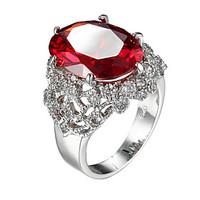 ring aaa cubic zirconia zircon cubic zirconia steel fashion red jewelr ...