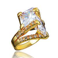 Ring AAA Cubic Zirconia Gold Plated 18K gold Gold White Jewelry Wedding Party Daily Casual 1pc