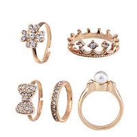 Ring Daily Jewelry Alloy Women Midi Rings 1set 5pcs, 8½ Gold