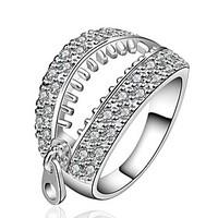Ring Zircon Cubic Zirconia Silver Plated Simple Style Silver Jewelry Daily 1pc