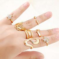 Ring Fashion Party Jewelry Brass Women Midi Rings 1set, One Size Gold