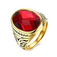 Ring AAA Cubic Zirconia Steel Black Red Jewelry Casual 1pc