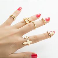 Ring Fashion Party Jewelry Alloy / Cubic Zirconia Women Midi Rings 1set, One Size Gold