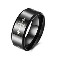 Ring Jewelry Steel Cross Black Jewelry Casual 1pc