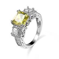 Ring AAA Cubic Zirconia Zircon Cubic Zirconia Alloy Simple Style Fashion Yellow Jewelry Casual 1pc