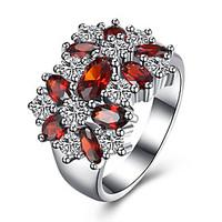 Ring AAA Cubic Zirconia Zircon Copper Titanium Steel Simulated Diamond Red Jewelry Daily Casual 1pc