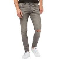 Ringspun Mens Apollo Super Skinny Fit Jeans With Rips Grey