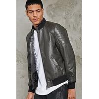 Ribbed High-Neck Bomber Jacket