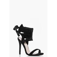 ribbon tie strap sandal black