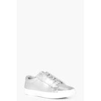 Ribbon Lace Trainer - silver