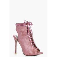 Ribbon Lace Up Shoe Boot - blush