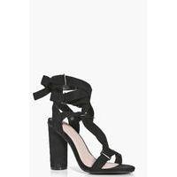 Ribbon Wrap Detail Cylinder Heels - black