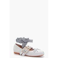 ribbon lace up ballet grey