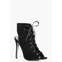 ribbon lace up shoe boot black