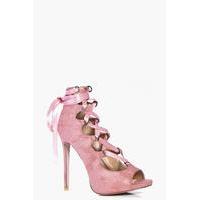 Ribbon Lace Up Peeptoe - blush