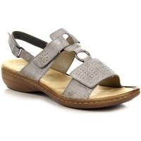 rieker szare komfortowe 6088740 womens sandals in multicolour