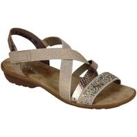 Rieker Ladies Low Heel Strappy Sandal women\'s Flip flops / Sandals (Shoes) in BEIGE