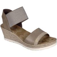 rieker ladies elasticated ankle strap mid heel wedge sandal womens san ...