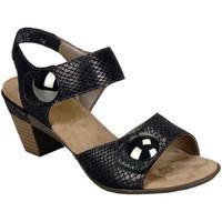 Rieker Ladies Mid Heel Button Detail Sandal women\'s Sandals in grey