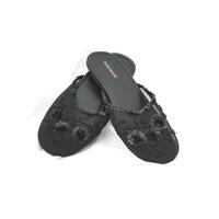 River Island Size 7 Embroidered Black Sandals River Island - Size: 7 - Black - Slip-on shoes