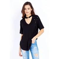 RING DETAIL EYELET T-SHIRT