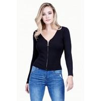 RIB ZIP THROUGH CARDIGAN