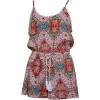 ribbon womens printed playsuit pink multi