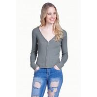 RIB ZIP THROUGH CARDIGAN