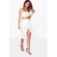 ring belt skirt bandeau co ord set ivory