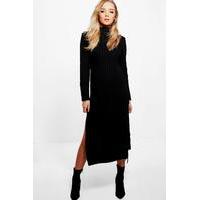 Rib Knit Maxi Dress - black