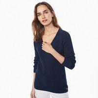 ribbed cotton v neck jumper marine