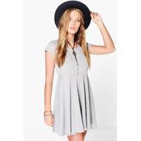 rib basic skater dress grey