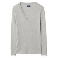 ribbed v neck jumper light grey melange