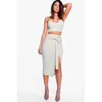 ring belt skirt bralet co ord sage