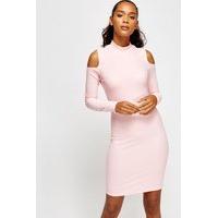 ribbed cold shoulder dress