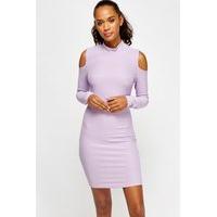 ribbed cold shoulder dress